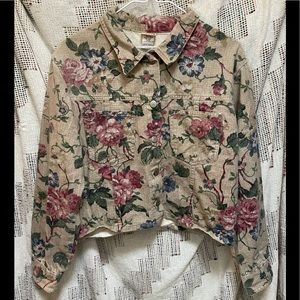 Vintage Vivaldi floral flower denim jean button Down jacket